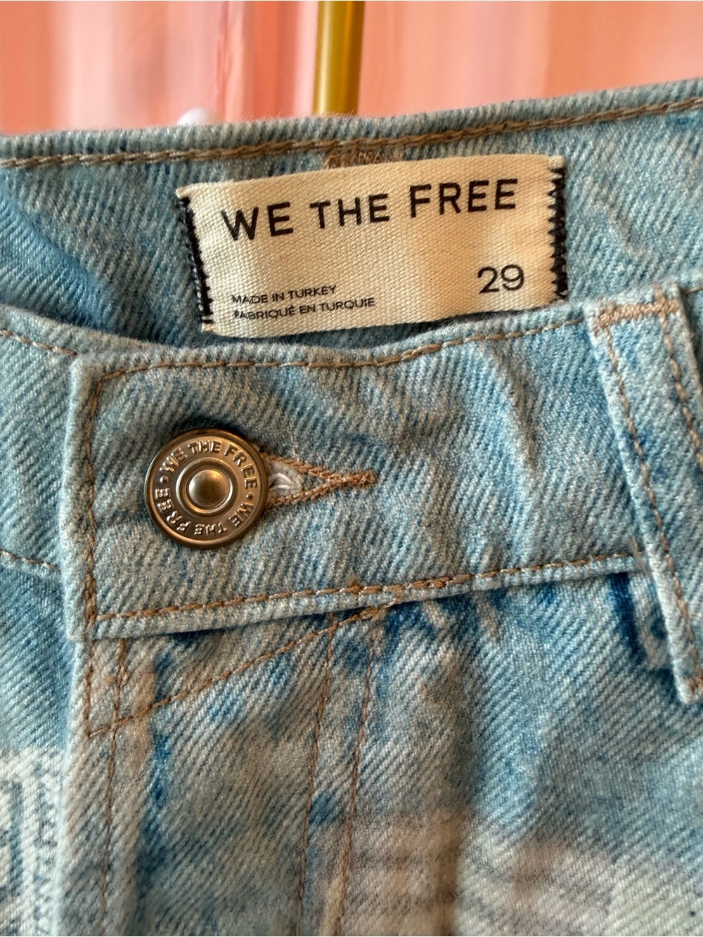Free People We the Free Illusion Patchwork Barrel Jeans Size 29 NWOT - Picture 6 of 10